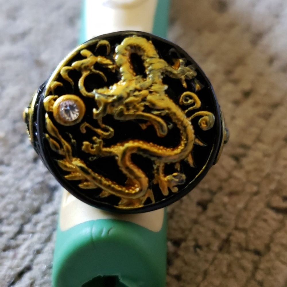 Black Dragon gold stainless steel and black dragon ring